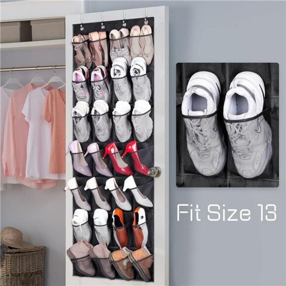 AOODA Over The Door Shoe Organizer 28 Pocket Hanging Closet Shoe Rack - Picture 2 of 8